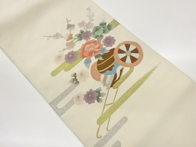JAPANESE KIMONO / TSUZURE-HANA-GURUMA / E-KASUMI PATTERN / WOVEN- NAGO